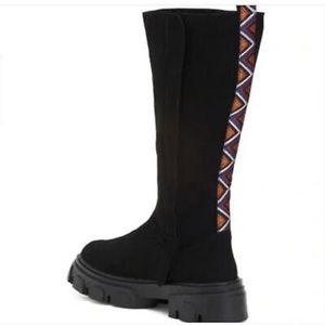 Farm Rio Vegan Faux Suede Knee-High Boots Size 7 NWT Tall Shaft Water-Resistant